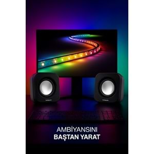 Sprange SR-PN99 2W*2 USB 2.0 + 3.5mm 5V Hoparlör Siyah