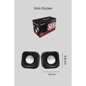 Sprange SR-PN99 2W*2 USB 2.0 + 3.5mm 5V Hoparlör Siyah