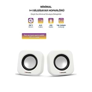 Sprange SR-PN99 2W*2 USB 2.0 + 3.5mm 5V Hoparlör Beyaz