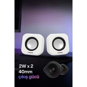 Sprange SR-PN99 2W*2 USB 2.0 + 3.5mm 5V Hoparlör Beyaz