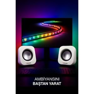 Sprange SR-PN99 2W*2 USB 2.0 + 3.5mm 5V Hoparlör Beyaz