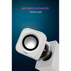 Sprange SR-PN99 2W*2 USB 2.0 + 3.5mm 5V Hoparlör Beyaz