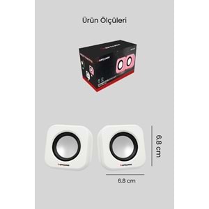 Sprange SR-PN99 2W*2 USB 2.0 + 3.5mm 5V Hoparlör Beyaz