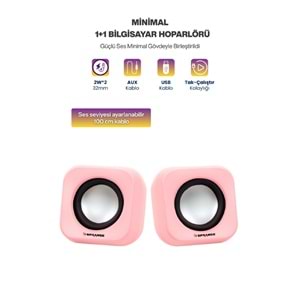Sprange SR-PN99 2W*2 USB 2.0 + 3.5mm 5V Hoparlör Pembe