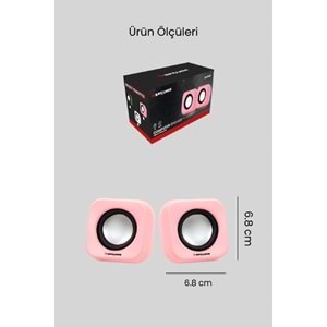 Sprange SR-PN99 2W*2 USB 2.0 + 3.5mm 5V Hoparlör Pembe