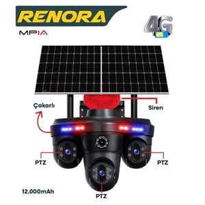 MPIA RENORA 16 MP 4 Lens 4G SIM 3*PTZ Solar Kamera