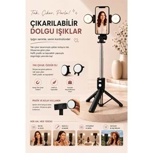 B11S Bluetooth Kumandalı Selfie Çubuğu ve Tripod Siyah