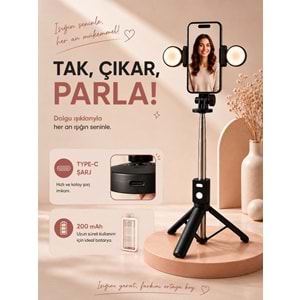 B11S Bluetooth Kumandalı Selfie Çubuğu ve Tripod Siyah