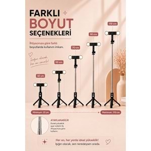 B11S Bluetooth Kumandalı Selfie Çubuğu ve Tripod Siyah