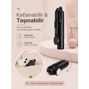 B11S Bluetooth Kumandalı Selfie Çubuğu ve Tripod Siyah