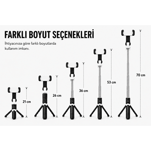 XT-09 Bluetooth Kumandalı Selfie Çubuğu ve Tripod Siyah