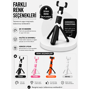 XT-09 Bluetooth Kumandalı Selfie Çubuğu ve Tripod Siyah