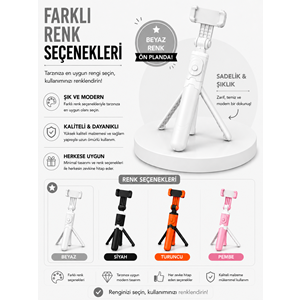 XT-09 Bluetooth Kumandalı Selfie Çubuğu ve Tripod Beyaz