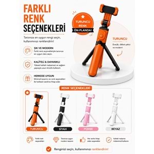 XT-09 Bluetooth Kumandalı Selfie Çubuğu ve Tripod Turuncu