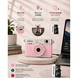 MPIA MC-10 Mini Retro Dijital TF Kartlı Kamera Pembe