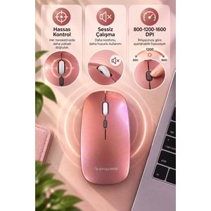 SPRANGE SR-M1 Kablosuz & Bluetooth Şarjlı Mouse Rose