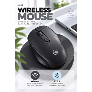SPRANGE SR-M4 Kablosuz & Bluetooth 5.4 Şarjlı Mouse Siyah