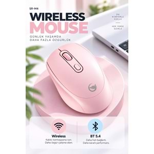 SPRANGE SR-M4 Kablosuz & Bluetooth 5.4 Şarjlı Mouse Pembe