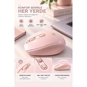 SPRANGE SR-M4 Kablosuz & Bluetooth 5.4 Şarjlı Mouse Pembe