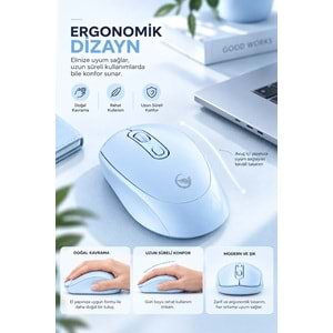 SPRANGE SR-M4 Kablosuz & Bluetooth 5.4 Şarjlı Mouse Mavi