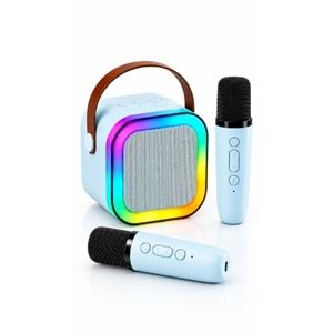 K12 Bt/Usb/Aux Çift Mikrofonlu Karaoke Hoparlör Mavi