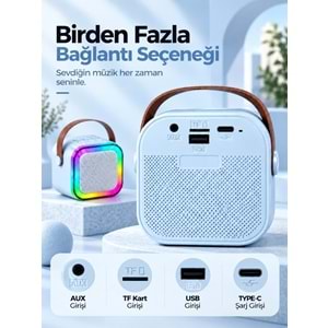 K12 Bt/Usb/Aux Çift Mikrofonlu Karaoke Hoparlör Mavi