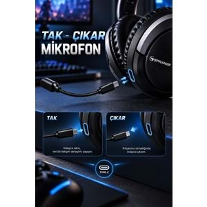 SPRANGE SR-E2 3IN1 Gaming & Karaoke Kablosuz Kulaklık
