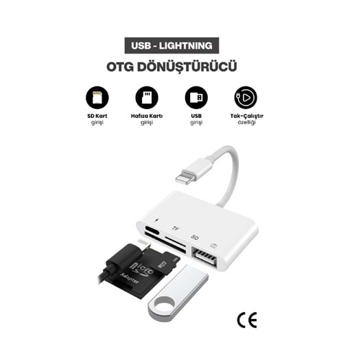 CONCORD JH-0512 USB 2.0 Lightning OTG Dönüştürücü