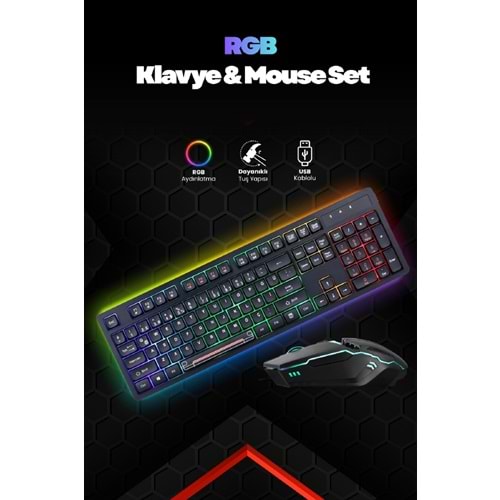 CONCORD C-66 Gaming Işıklı Chocolate Q Klavye Style & Mouse