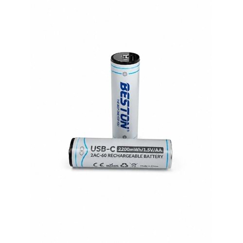 BESTON P2-02C-4 AA Şarj Edilebilir 4'Lü 1.5V USB-C Kalın Pil