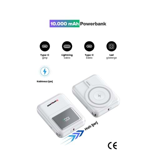 SPRANGE SR-P27M 10000 mAh Powerbank Beyaz