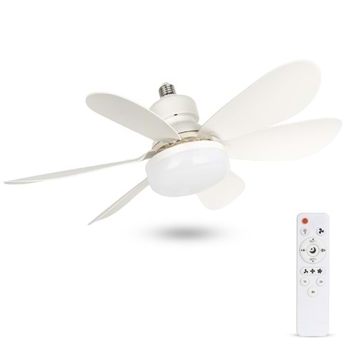 SHOAMI T0522-B Kumandalı Işıklı Vantilatör Beyaz