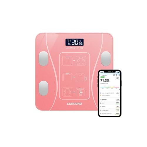 CONCORD C-W01 Akıllı Bluetooth Baskül Pembe