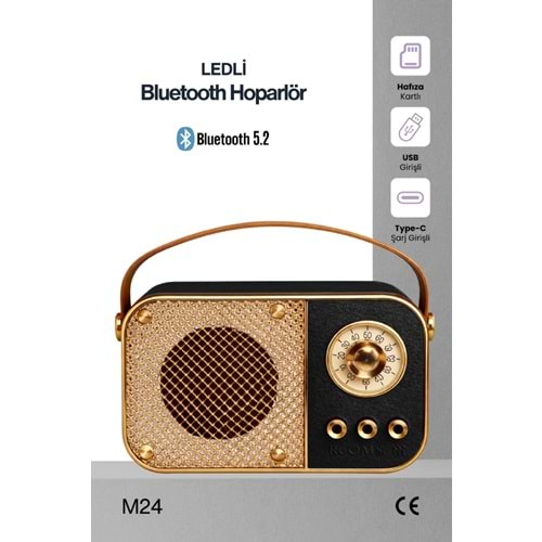 M24 USB/TF Bluetooth Hoparlör Siyah