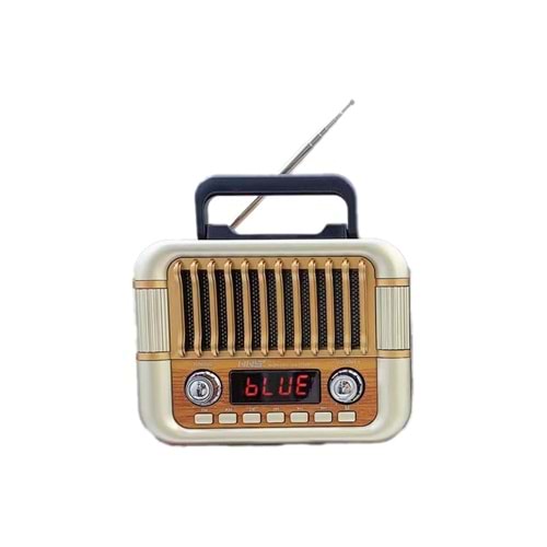 NS-7776 Nostaljik Görünüm USB & TF & Aux / Bt FM Radyo Gold