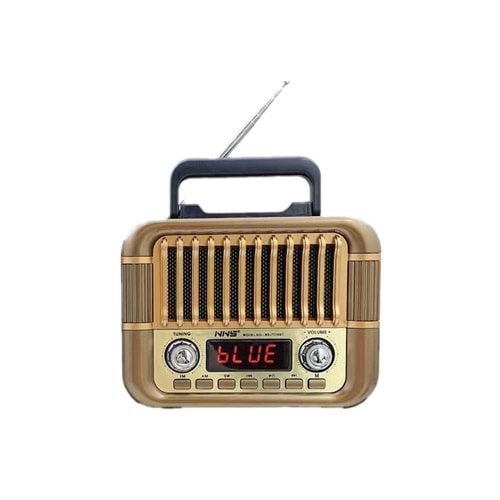 NS-7776 Nostaljik Görünüm USB & TF & Aux / Bt FM Radyo Kahverengi