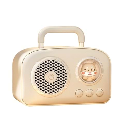 C-270 Sevimli Tasarım & Taşınabilir / Radyolu Bluetooth Hoparlör Bej