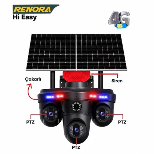 MPIA RENORA 16 MP 4 Lens 4G SIM 3*PTZ Çift Solar Kamera