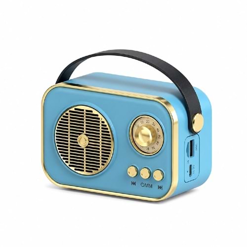 M4 Bluetooth 5.2 USB & TF Kart FM Radyo Mavi