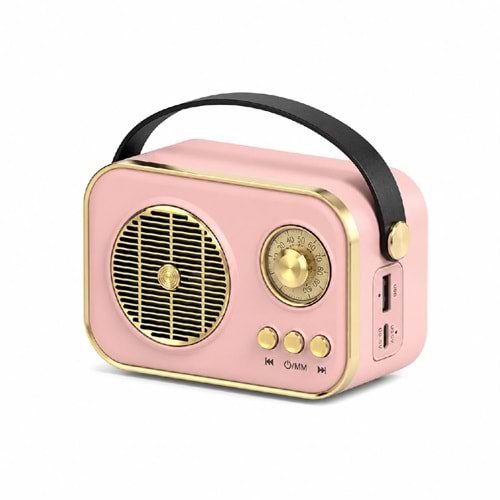 M4 Bluetooth 5.2 USB & TF Kart FM Radyo Pembe