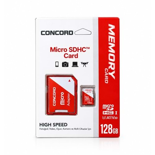 CONCORD CU3M128 High Speed 128GB TF Kart & SD Adaptör