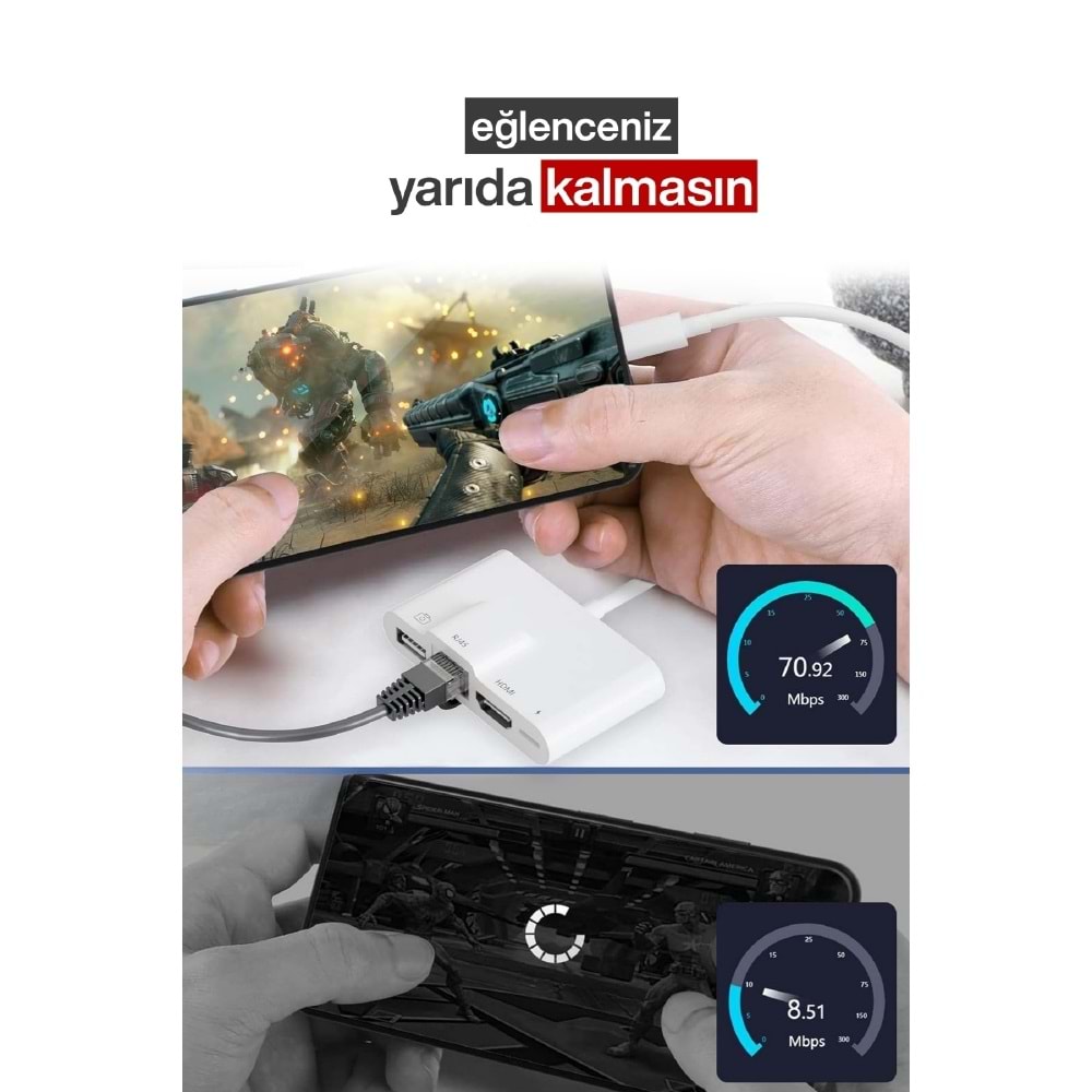 CONCORD BYL-022 Lightning RJ45 HDMI OTG Dönüştürücü