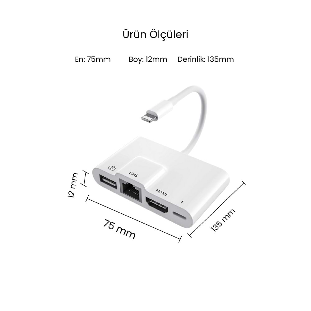 CONCORD BYL-022 Lightning RJ45 HDMI OTG Dönüştürücü