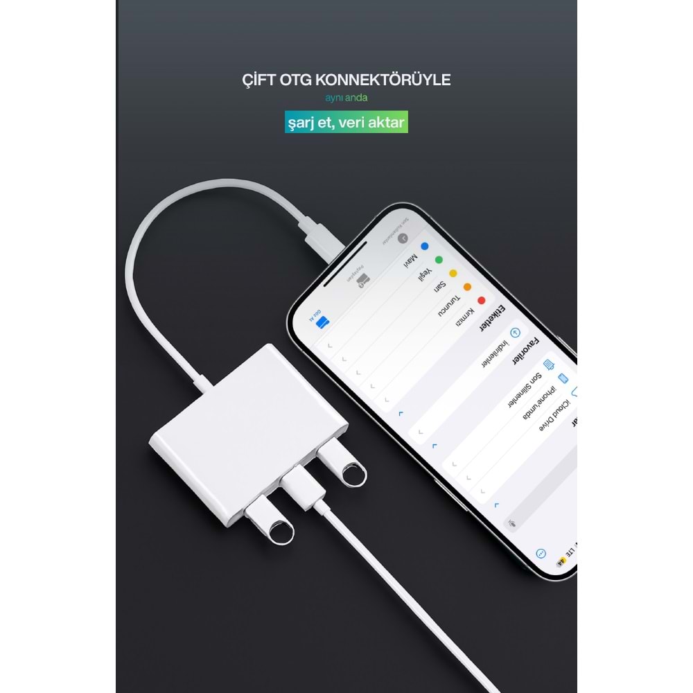 CONCORD JH-0511 Çift USB Bağlantı Lightning OTG Dönüştürücü