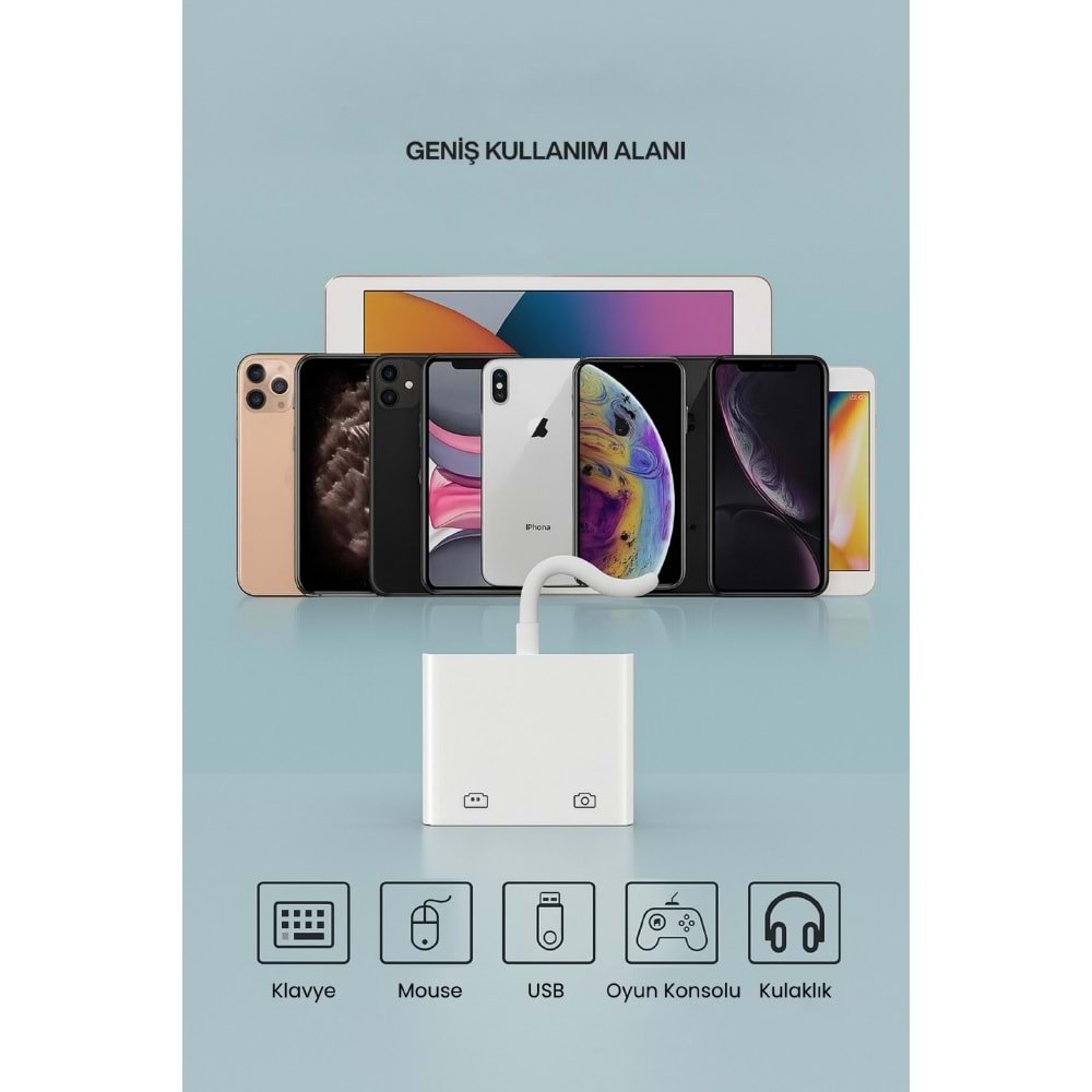 CONCORD JH-0511 Çift USB Bağlantı Lightning OTG Dönüştürücü