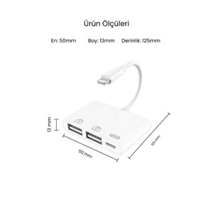 CONCORD JH-0511 Çift USB Bağlantı Lightning OTG Dönüştürücü