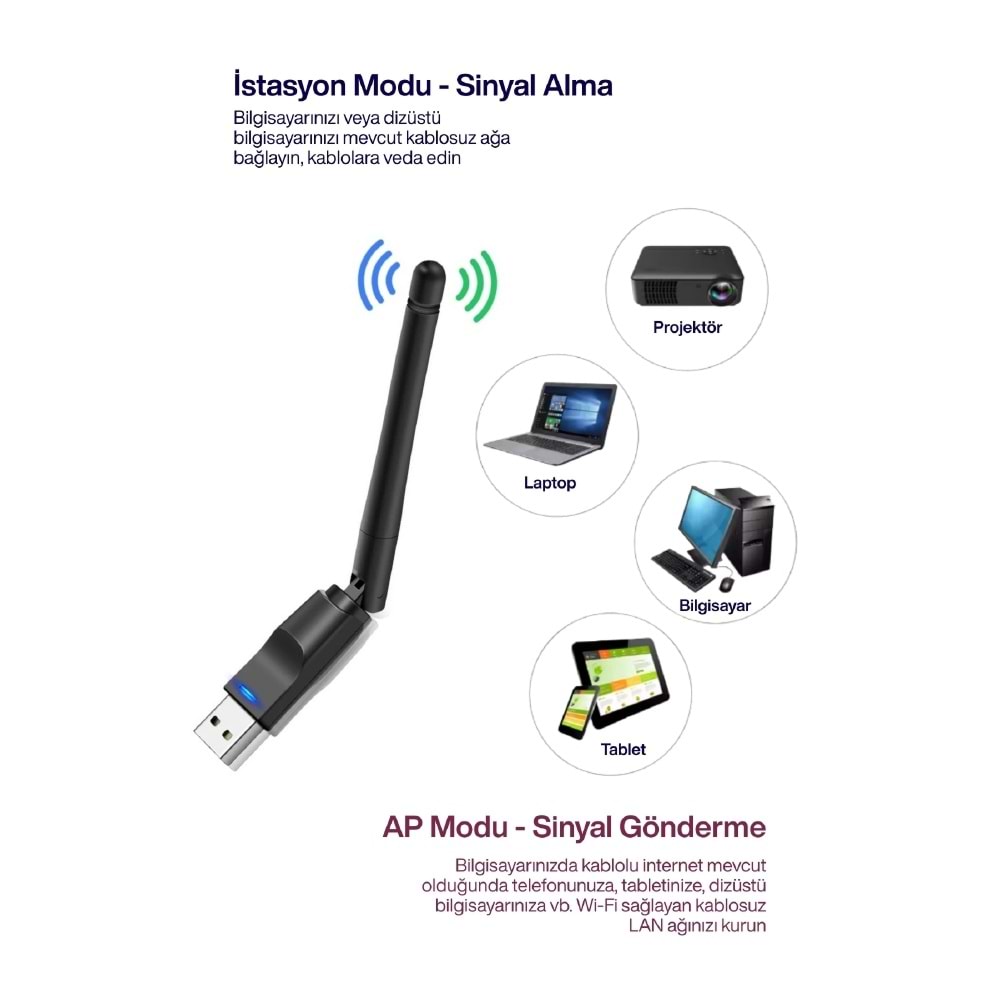 CONCORD W-7 Uydu Alıcılı Wi-Fi Adaptör