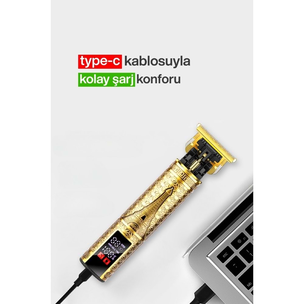 CONCORD TMG-4 Dijital Şarj Göstergeli 1200mAh Profesyonel Saç Sakal Tıraş Makinesi
