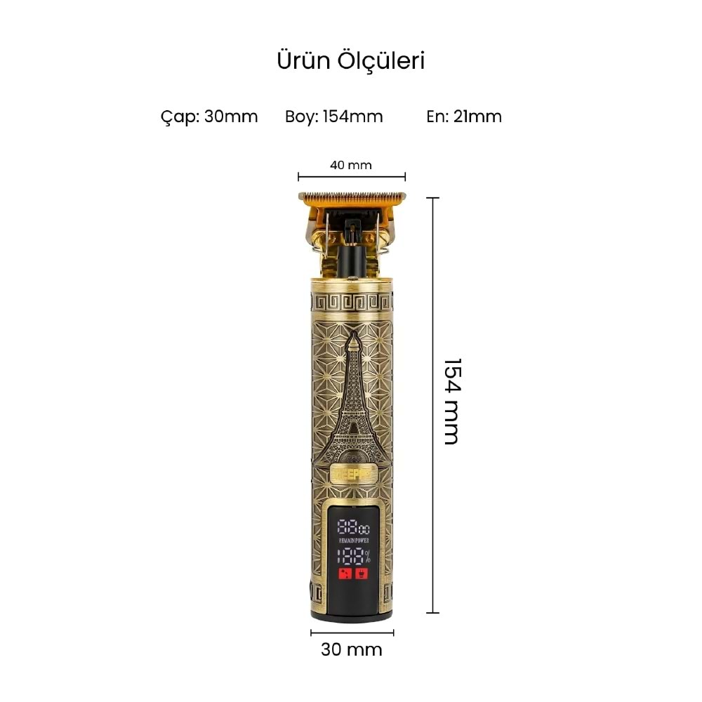 CONCORD TMG-4 Dijital Şarj Göstergeli 1200mAh Profesyonel Saç Sakal Tıraş Makinesi