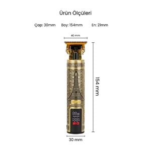 CONCORD TMG-4 Dijital Şarj Göstergeli 1200mAh Profesyonel Saç Sakal Tıraş Makinesi